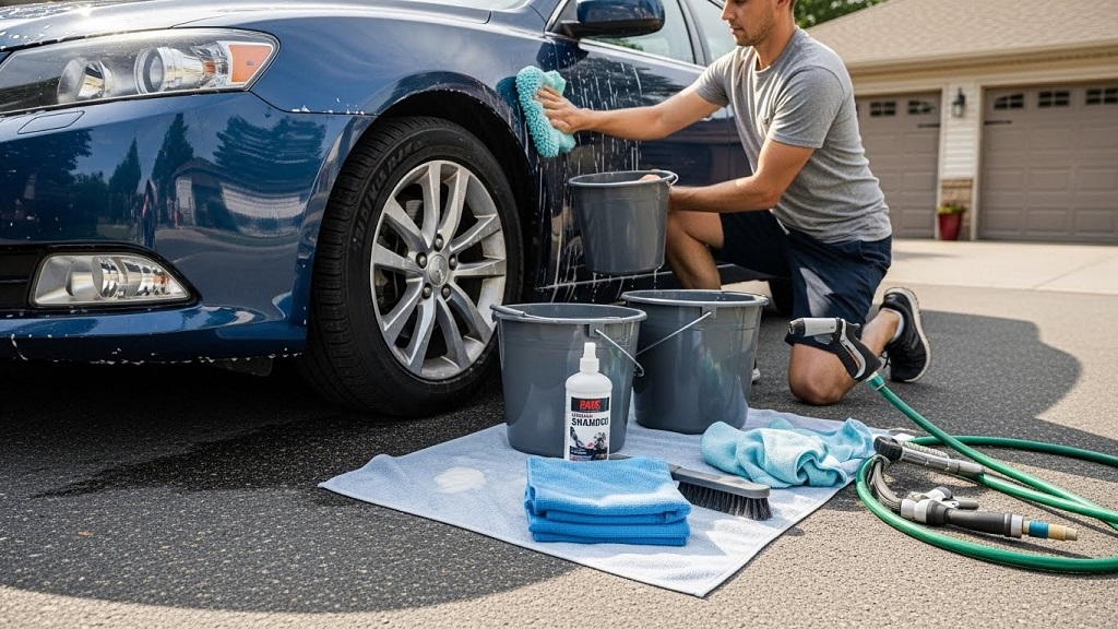 Step by step car exterior cleaning process
