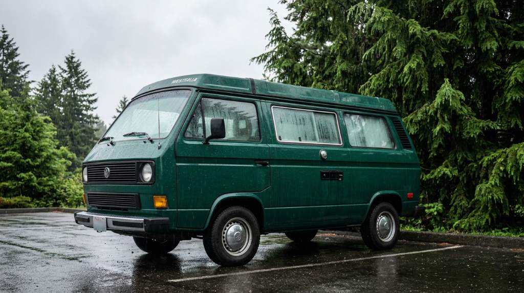 Moisture inspection inside a Seattle campervan